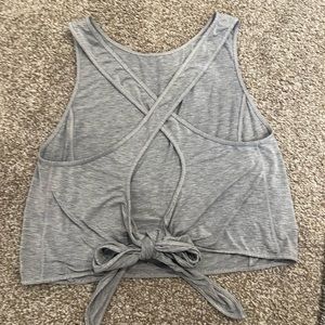 LULULEMON Turn To Tie Tank Size 8 Heathered Grey Open Back All Tied Up tank top